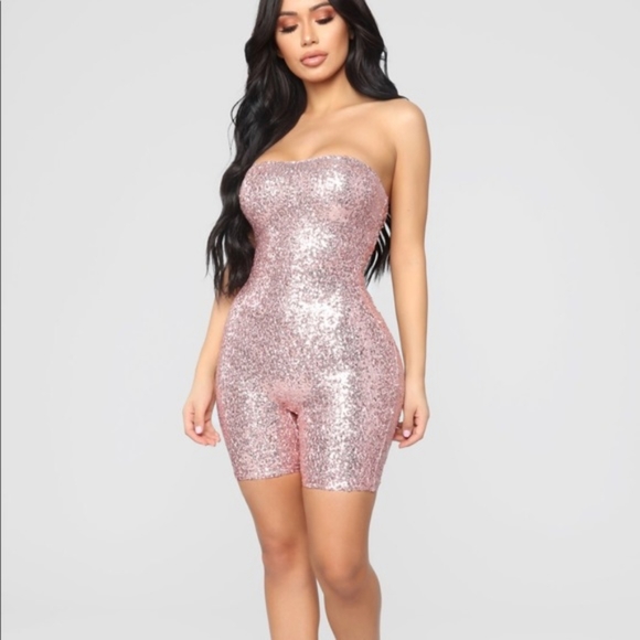 Pink fashion nova sparkle romper